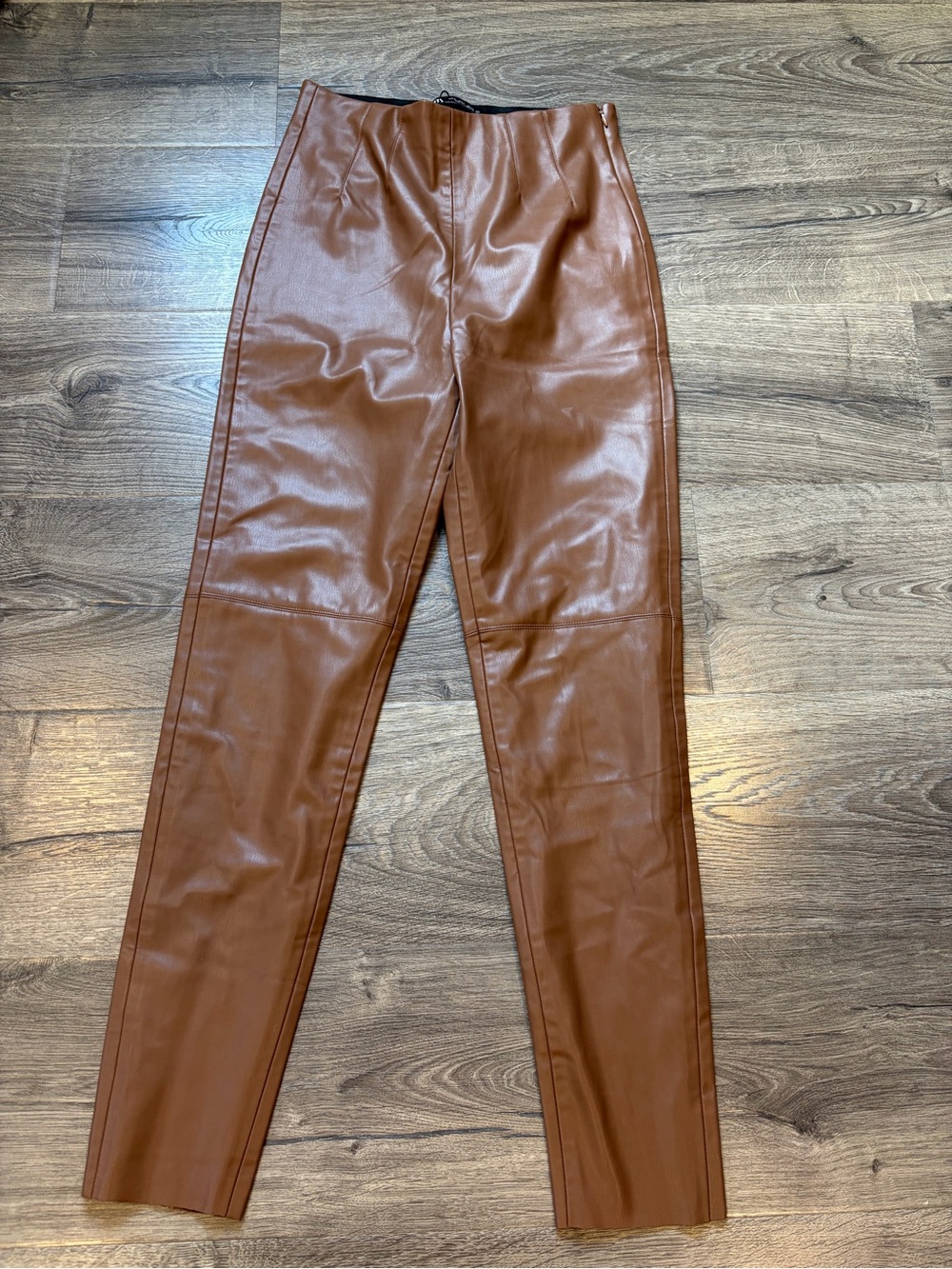 Zara Brown Faux Leather High-Waist Skinny Pants